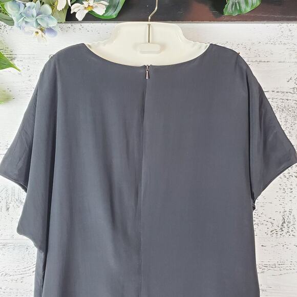 Vintage Spenser Jeremy Silk Black Dress Size 16W Lagenlook Minimalist Staple - Picture 6 of 7